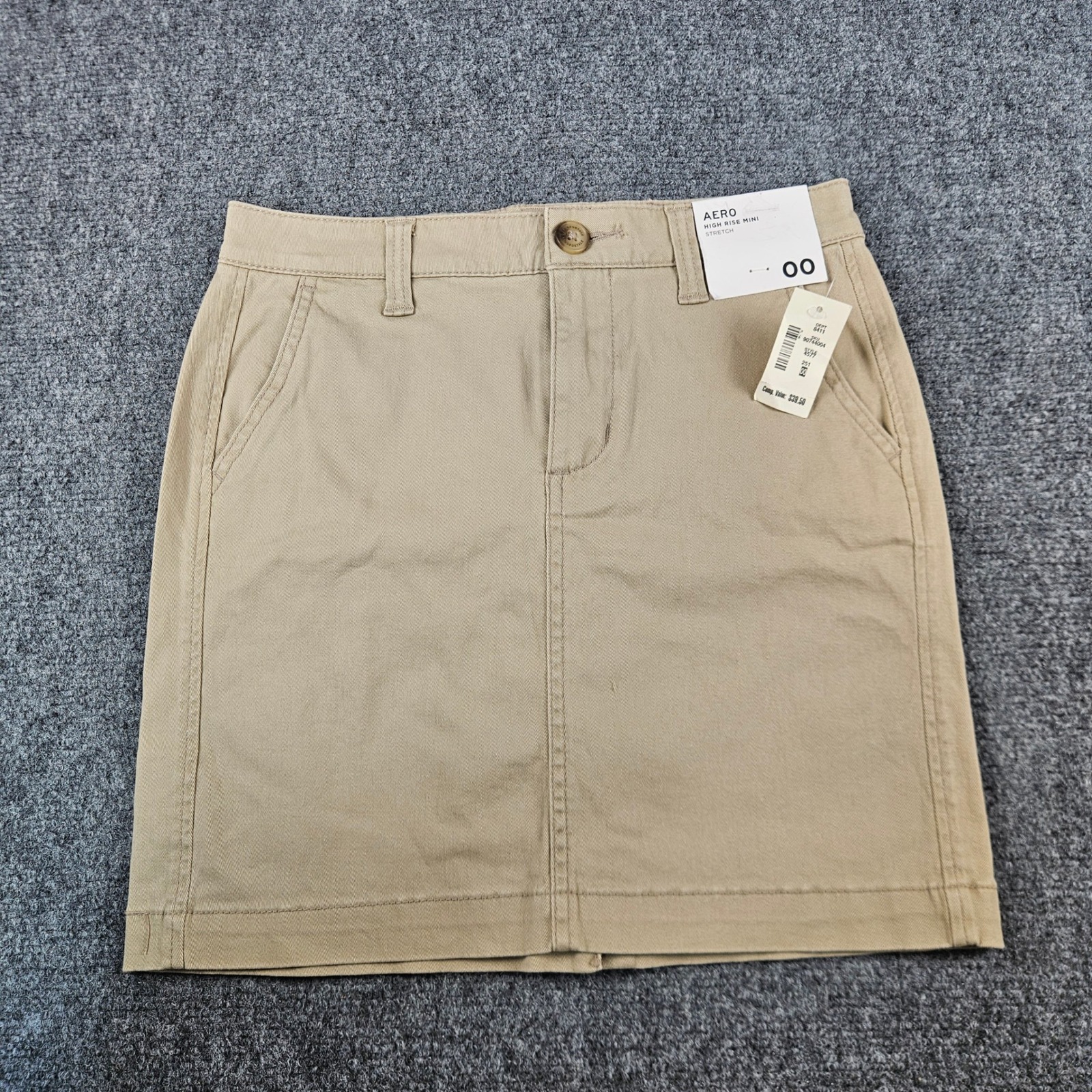 Aeropostale Khaki Tan High Rise Mini Skirt Stretch Twill Size 00 Nwt 4577